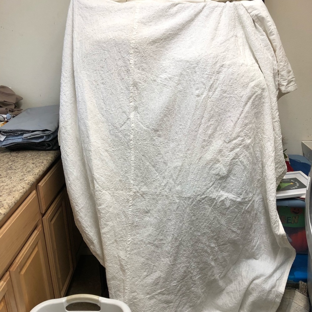 Crate & Barrel White Fabric Shower Curtain